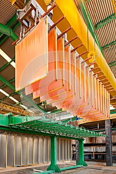 Close-up to copper cathodes