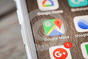 Close up to Google Maps app on iPhone 7 screen