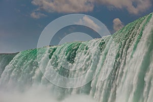 Close up to the impressive force of the Niagara Falls, Ontario, Canada