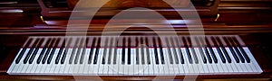 Close up to the piano keyboard background with selective focus