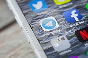 Close up to Telegram app on iPhone screen