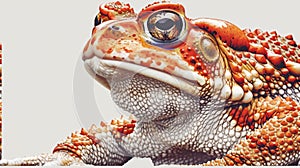 A close up of a toad with large eyes and red spots, AI