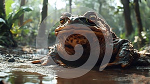 Close-up of a Toad in a Tropical Forest