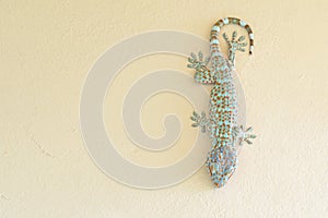 Close-up Tokay Gecko was Perched on The Wall with Copy Space