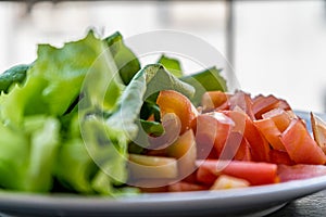 Close up of tomatoes and lettuce photo