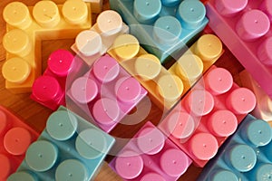 Close up on top background lego colorful