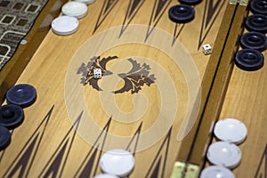 Close-up top shoot of dice of backgammon under dim light