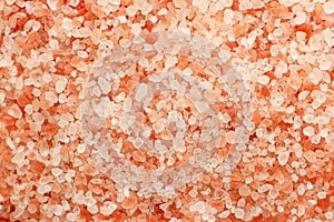 Close up top view of himalayan pink salt texture background with high resolution.