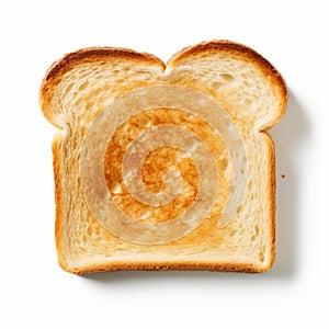 Close-up Top View Of Toast On White Background