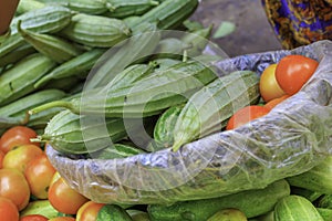 The close-up of towel gourd.