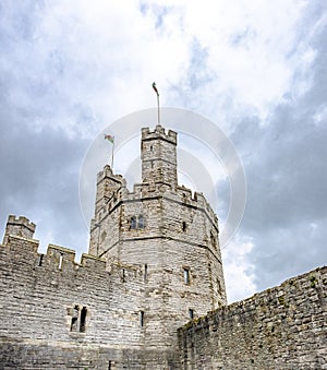 Close-up of the tower of the castle at Caernarfon