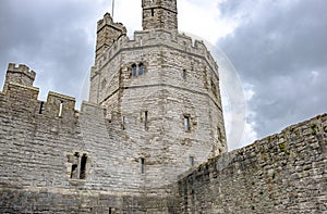 Close-up of the tower of the castle at Caernarfon