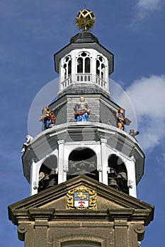 Close-up of tower of City Hall, Roermond photo