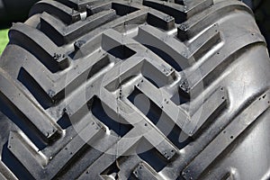 Close up on tracktor tire protector.