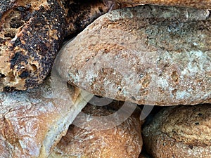 Close up, Traditional Artisan bread, homemade sourdough bread with crispy crust