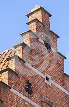 Close up traditional brickwork Bruges