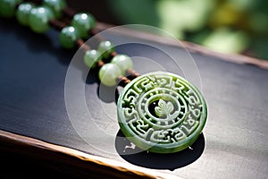 close-up of a traditional chinese jade pendant