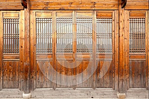 Close up traditional Chinese style wooden door