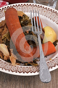 Close-up of a traditional French cuisine winter dish served on a plate