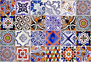 Close up traditional Lisbon ceramic tiles