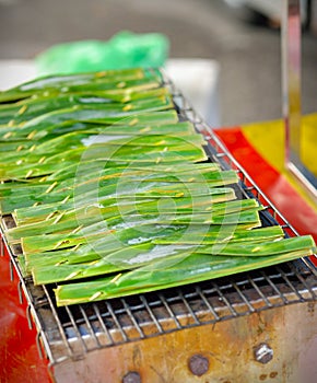 Close up of traditional local food otah otah