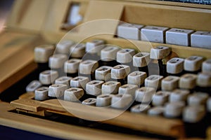 Close-up of a traditional old-fashioned typewriter keyboard