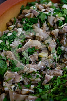 Close-up of traditional Portuguese dish \