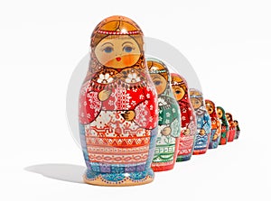 Close-up of traditional Russian matryoshka dolls