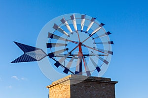 Close-up of a traditional windmill of Majorca