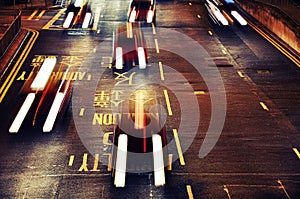 Close up traffic in Hong Kong