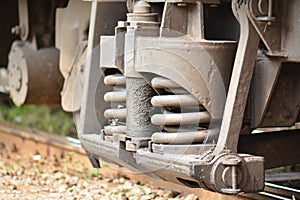 Close Up of Train Shock Absorber and Spring