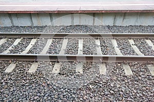 Close Up of a Train Track With Gravel