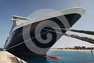 Close up of a transatlantic passenger cruise ship