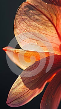 Close-up of a translucent orange flower petal