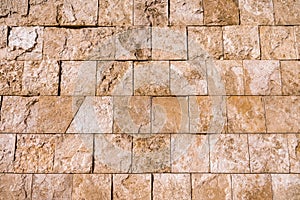 Close up of travertine stone wall