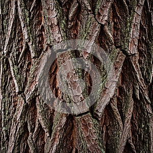 Close-up of tree bark with large,