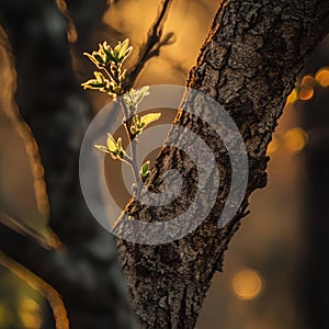 A close-up of tree branches with intricate textures