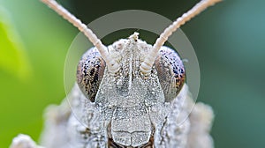 Close-up of a treehopperÃ¢â¬â¢s unique head shape, showing evolutionary adaptations.