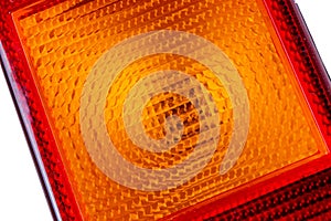 Close-up of the truck\'s rear orange marker light. Rear light for the truck