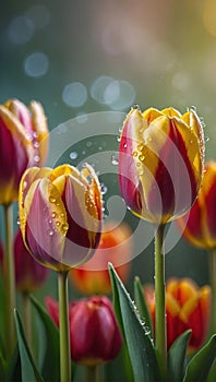 a close up tulips with bokeh backround