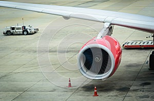 Close up Turbine of engine airplane