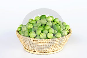 Close up  turkey berry or Pea eggplant in the basket isolated