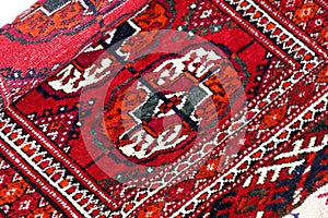 Close up of Turkmenian tekin rug photo