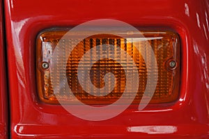 Close up of a turn signal lamp of a retro car