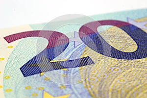 Close up of a twenty euro banknote photo