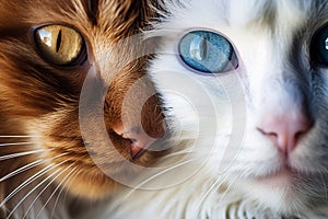 Close up of two cuddling cats