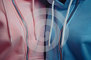 Close Up of Two Different Colored Hoodies