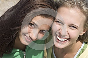 Close up of two female friends