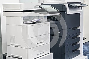 Close up two office printers