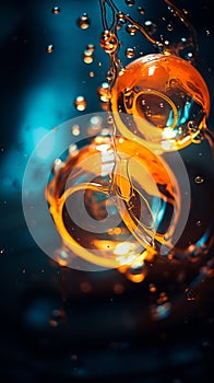a close up of two orange rings floating in water